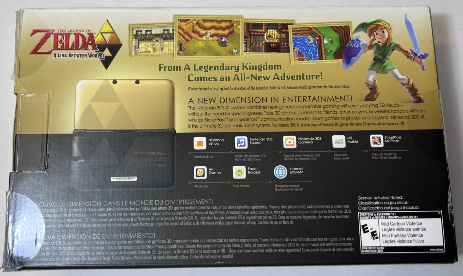Nintendo 3DS XL Legend of Zelda Link Between Worlds Limited Edit CIB Gently Used