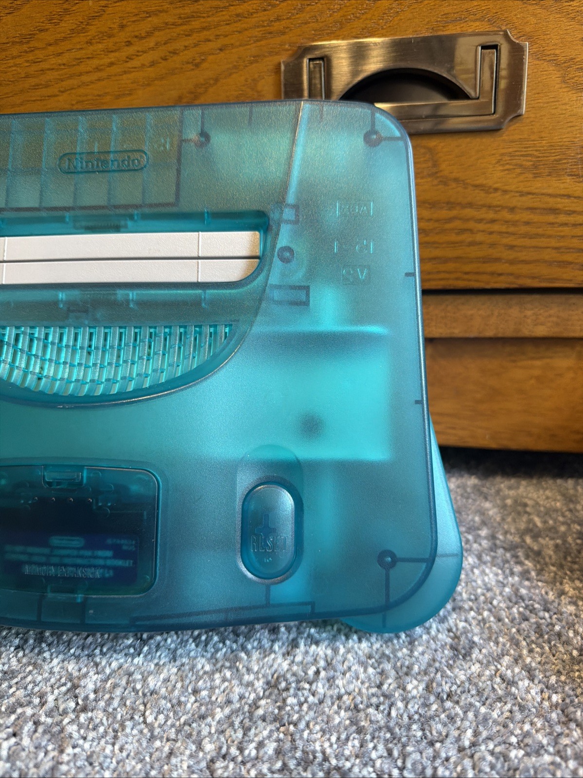 Nintendo 64 N64 Ice Blue Clear Console W/4 Controllers And Mario Tennis