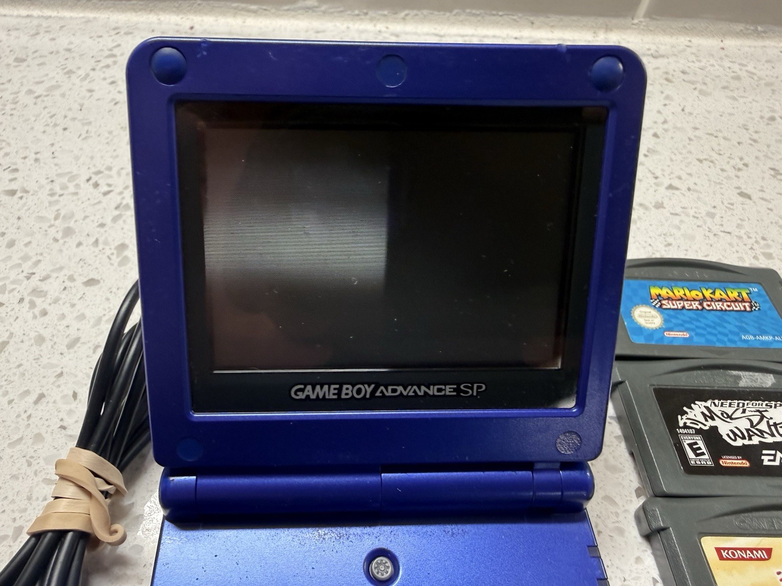 Game Boy Advance SP Blue AGS-001 Bundle w/ Charger, & 12 Games Working READ