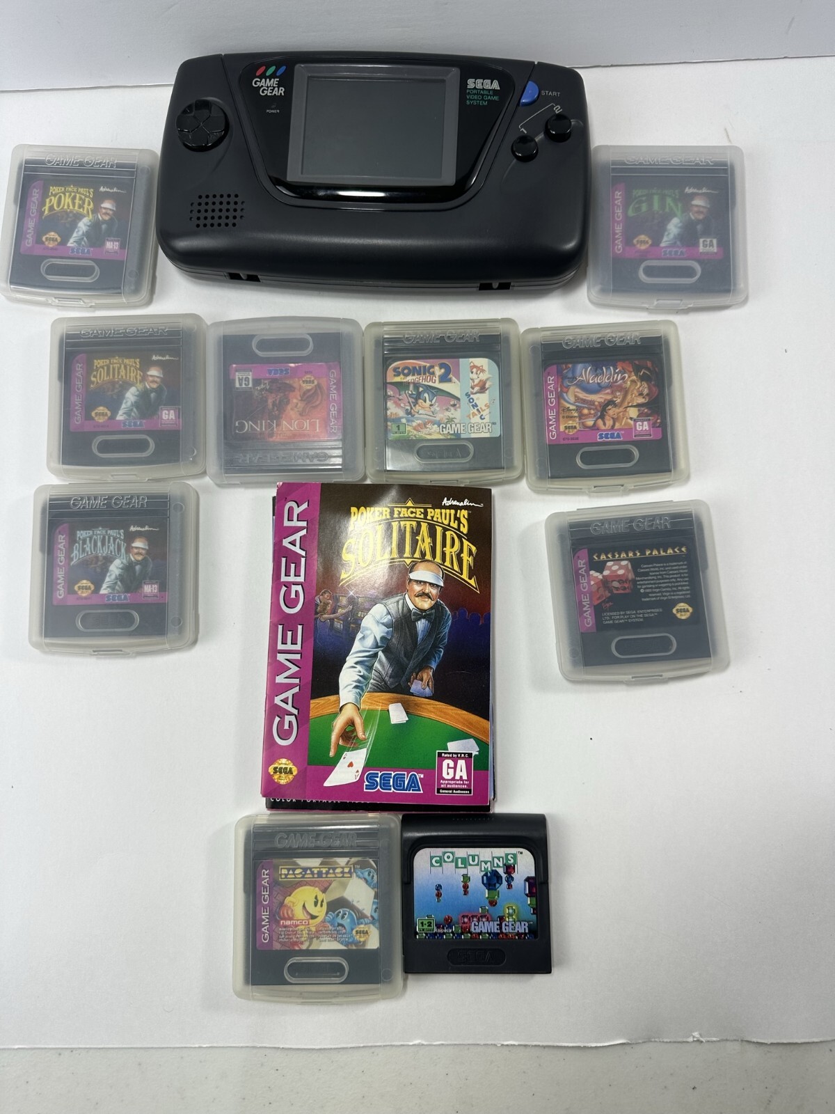 Sega Game Gear – Portable Video Game System, Tested & Working with 10 games