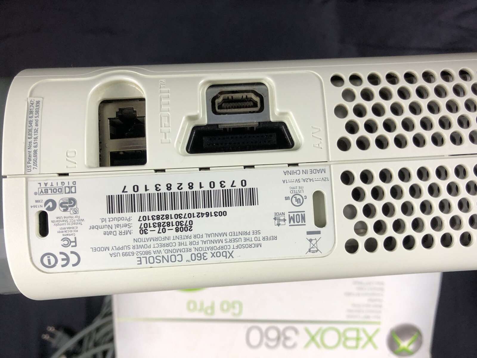 Microsoft Xbox 360 PARTS ONLY White Console With Hard Drive See Description