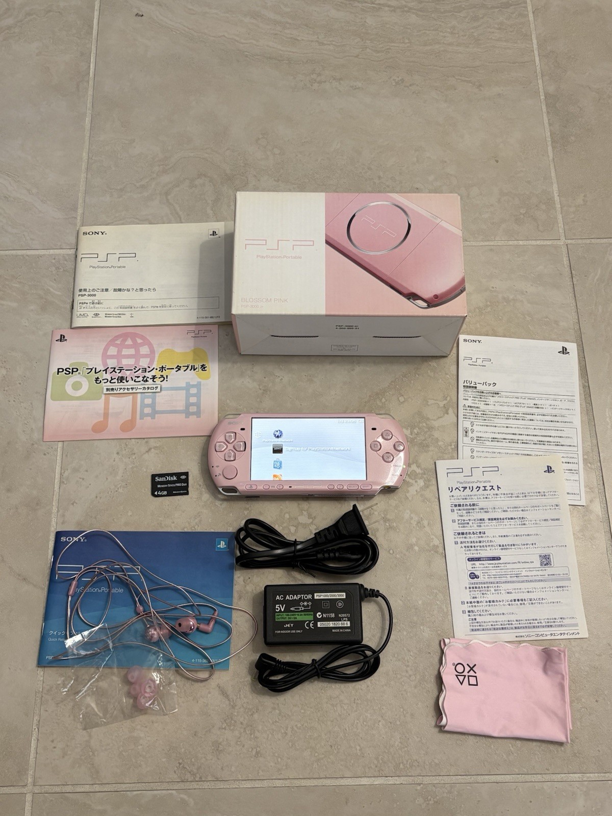 Sony PSP 3000 Console, Blossom Pink Near Mint Complete In Box