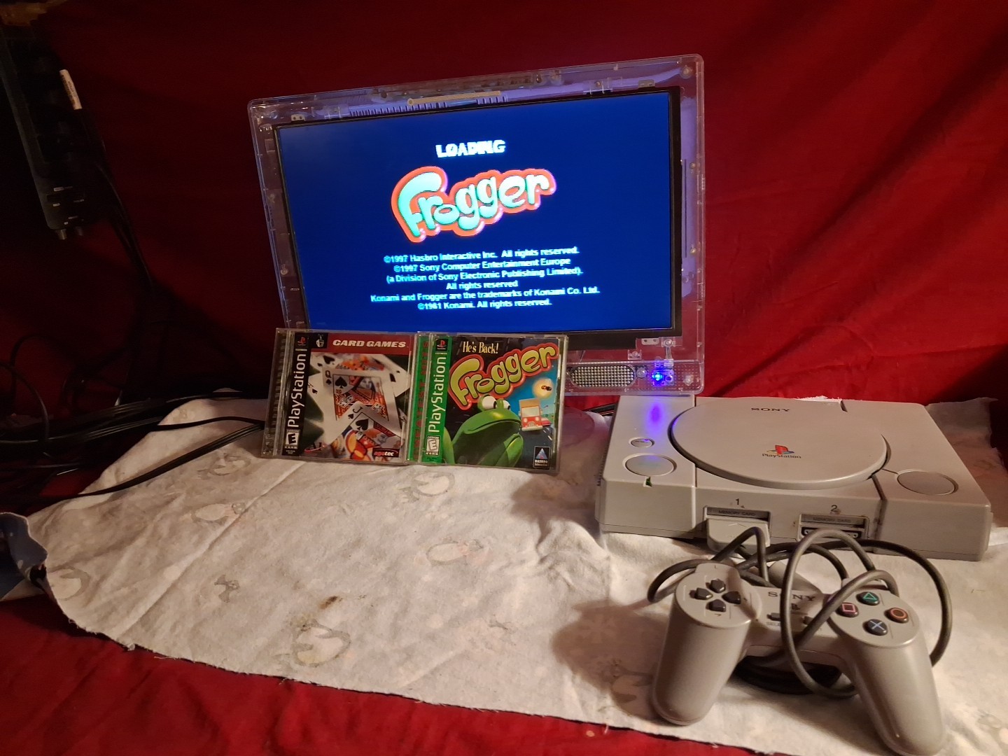 TESTED WORKING Sony PlayStation 1 Gray Console With 6 Games TV Not Included