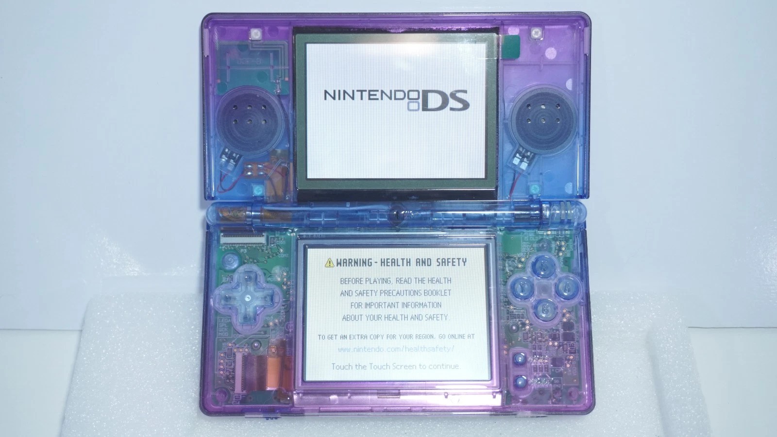 Nintendo DS Lite Transparent Clear Blue & Purple Handheld System with Charger