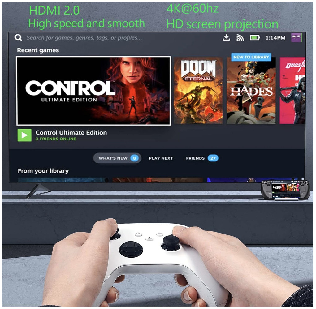Steam Deck Dock 6-in-1 Steam Deck Docking Station Charger Dock HDMI 1000Mbps