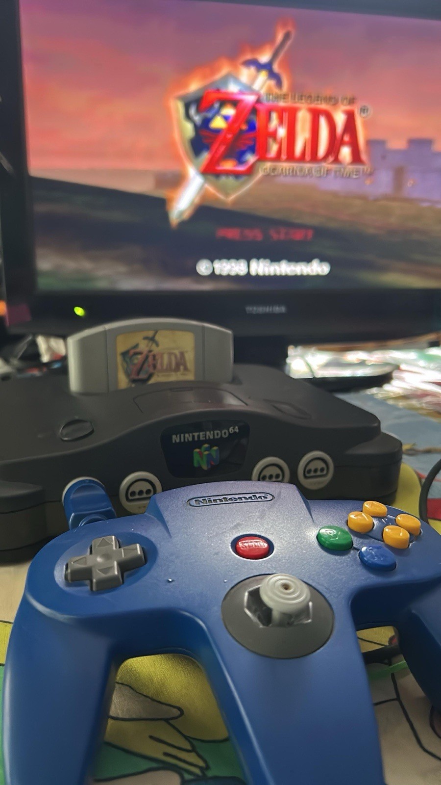 Nintendo 64 Charcoal Grey Console Nus-001 Controller Zelda Ocarina Of Time