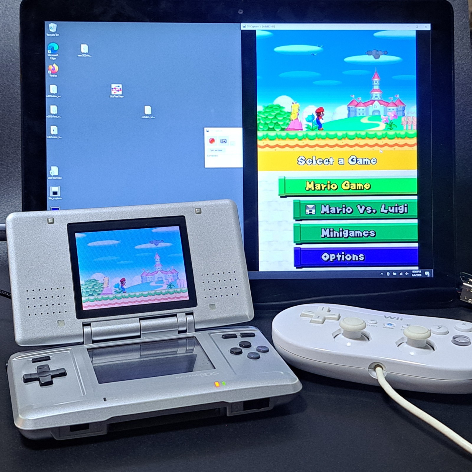 DS with USB-C Capture Card, Controller to Touch Screen Input, Backlight Settings