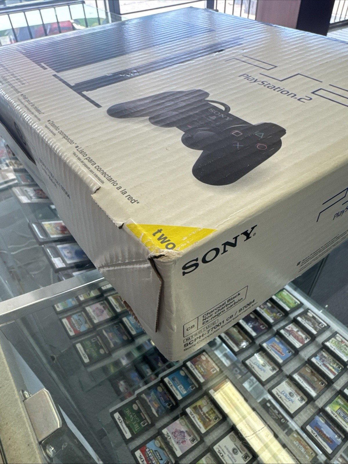 Sony PlayStation 2 Slim Launch Edition Charcoal Black Console ) CIB Tested