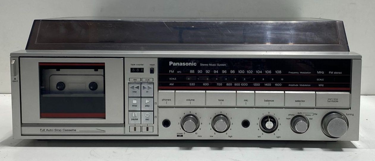 Panasonic Stereo System SG-V11 Silver FM AM Cassette Turntable Power Cord