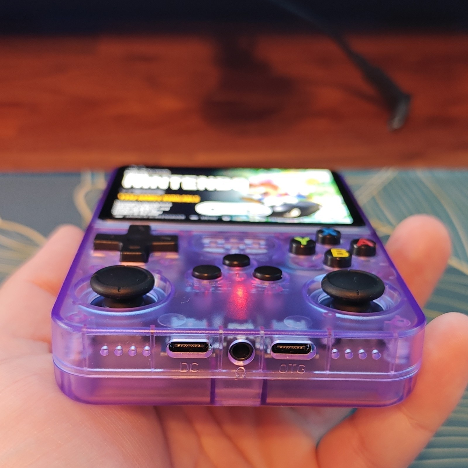 R36S Purple Transparent Handheld System Wi-Fi USB-C Headphone TONS OF GAMES