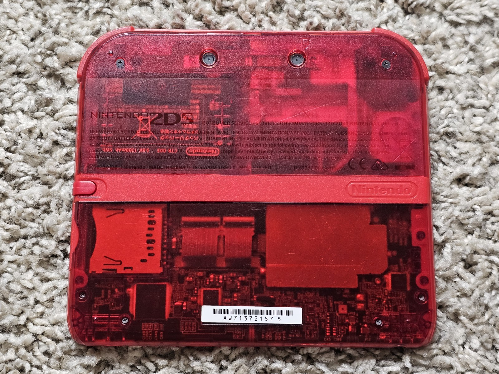 128GB Pokemon Omega Ruby Nintendo 2DS Clear Red Console Transparent Limited 3DS