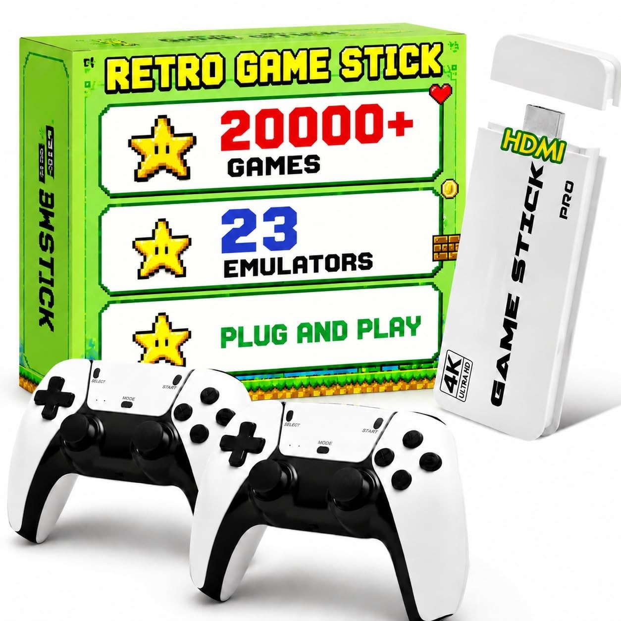 Retro Gaming Console – 20000 Classic Games, 23 Emulators, 4K HDMI, Wireless Cont