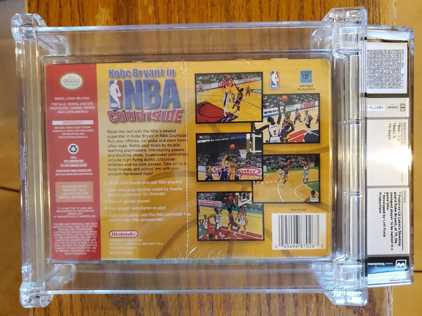 Kobe Bryant in NBA Courtside WATA 7.5 A Sealed Nintendo 64 N64 1998 NETFLIX SOON