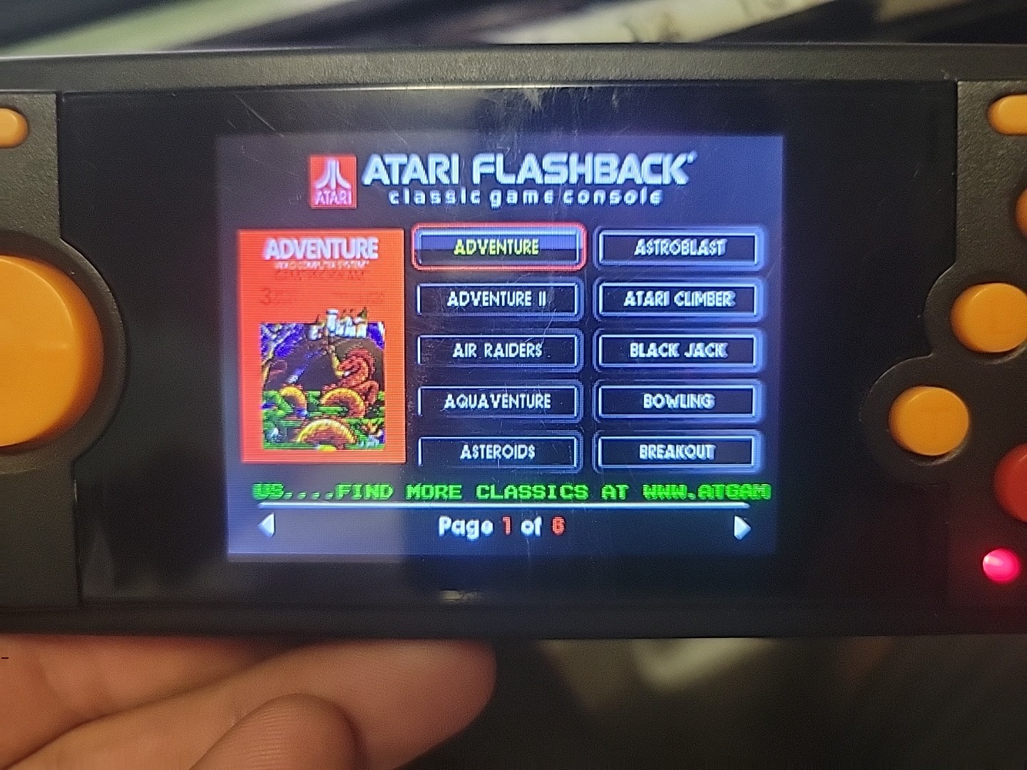 Atari Flashback Portable Black Orange SD Card Compatible Tested Needs Battery