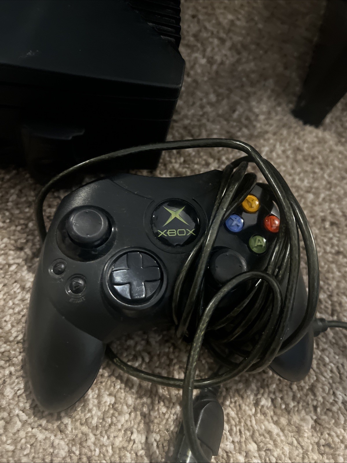 Microsoft Xbox 2001 Black Console Tested Working With 2 Controllers & Cords
