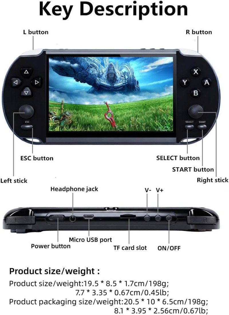 Multi-Function 5.1 Inch Video Game Console Built-In 4000 Retro Games Portable Ha