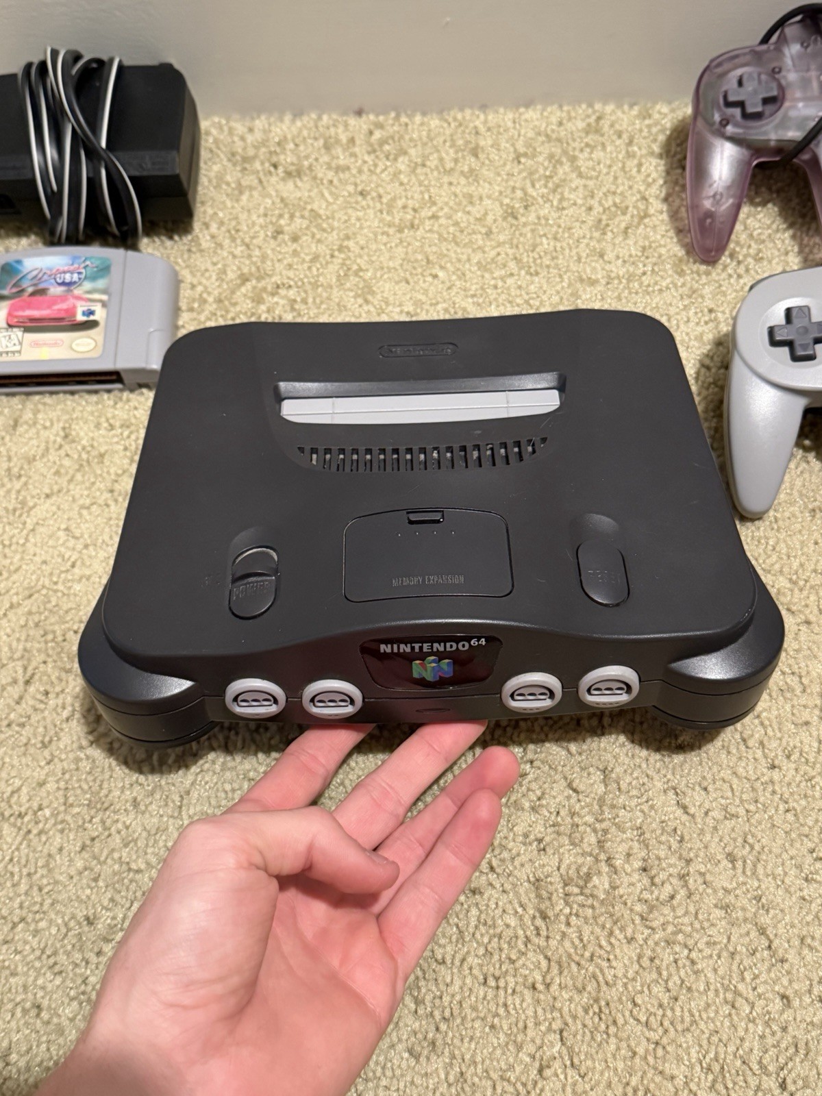 Nintendo 64 N64 Console Bundle 2 OEM Controllers Jumper Pak Cruis’n USA Tested