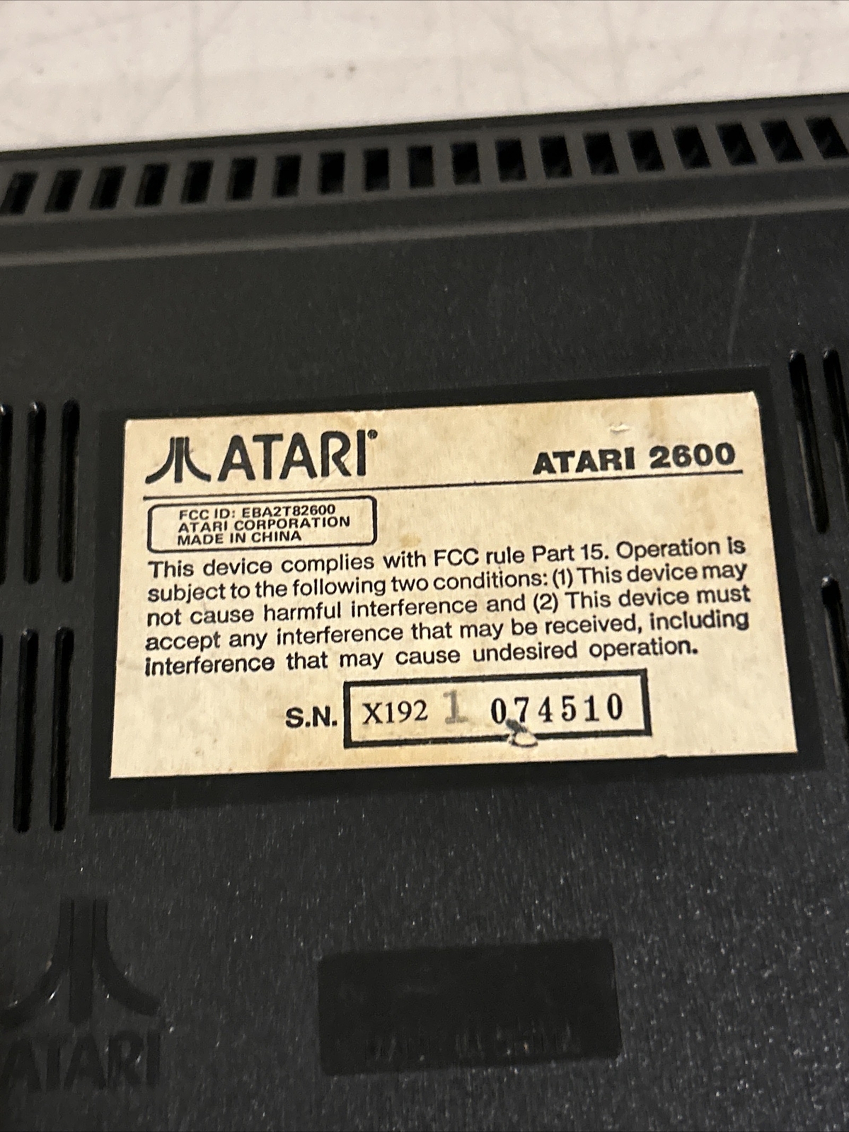 Atari 2600 Junior (Jr.) Black Console ONLY No Cords/Controllers Tested Works