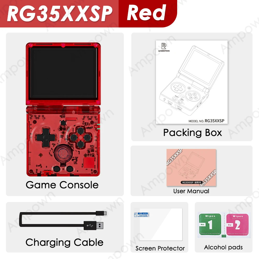 Flip Handheld Console ANBERNIC RG35XXSP, 3.5″ IPS HDMI WiFi Bluetooth Linux Gift