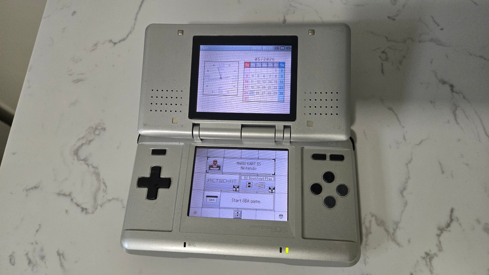 Nintendo DS NTR-001 Silver w/ Original Charger & Case Good Condition