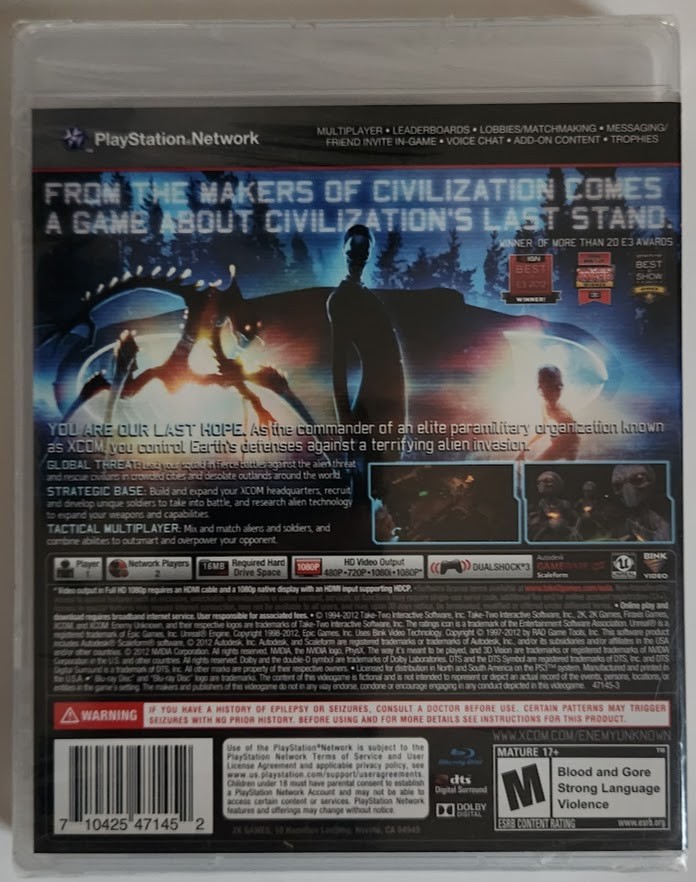 XCOM: Enemy Unknown PS3 Brand New Game Special (2012 Turn-based)