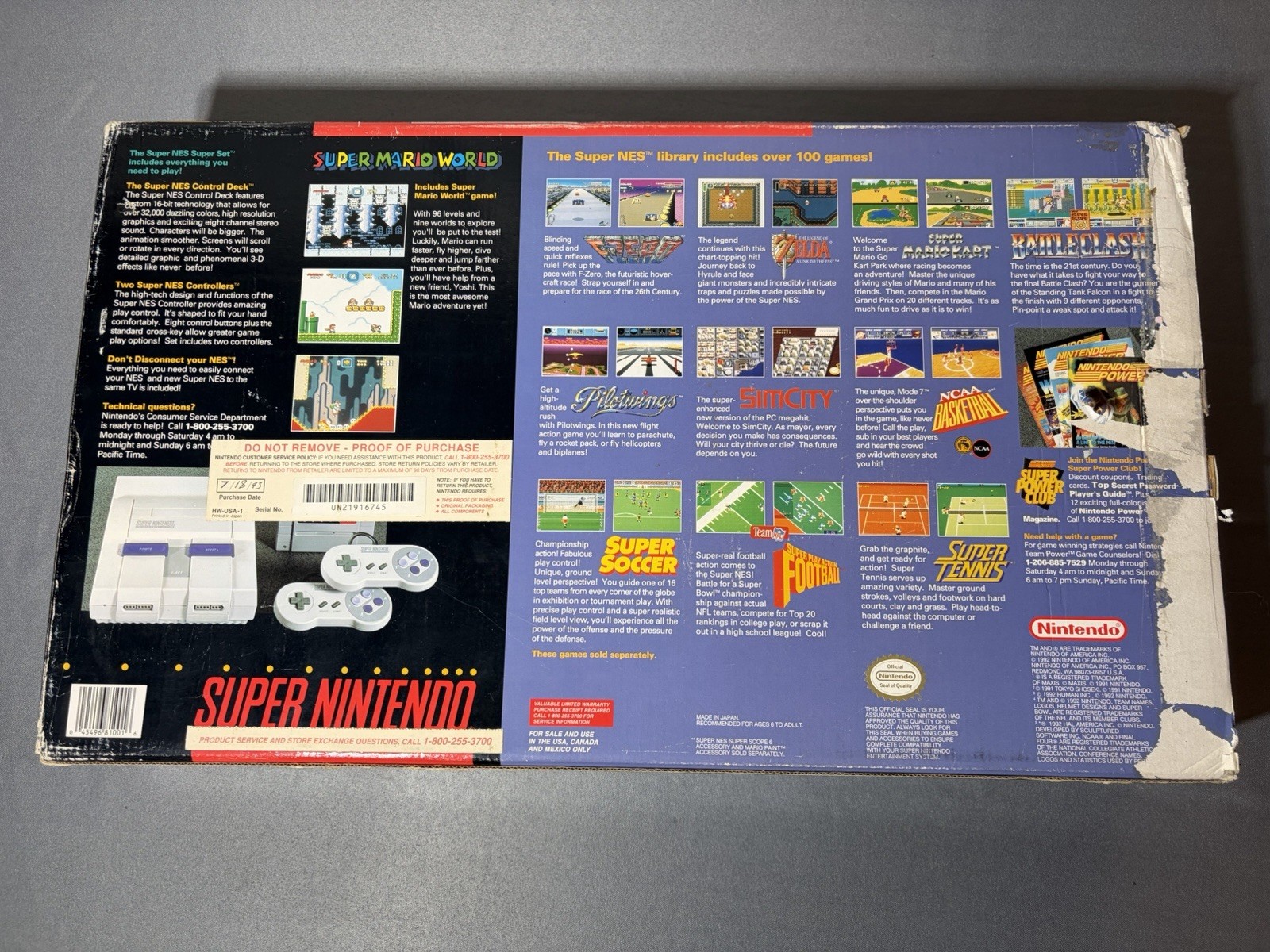 Super Nintendo SNES Console Super Mario World 2 Controller Complete Mint Cond