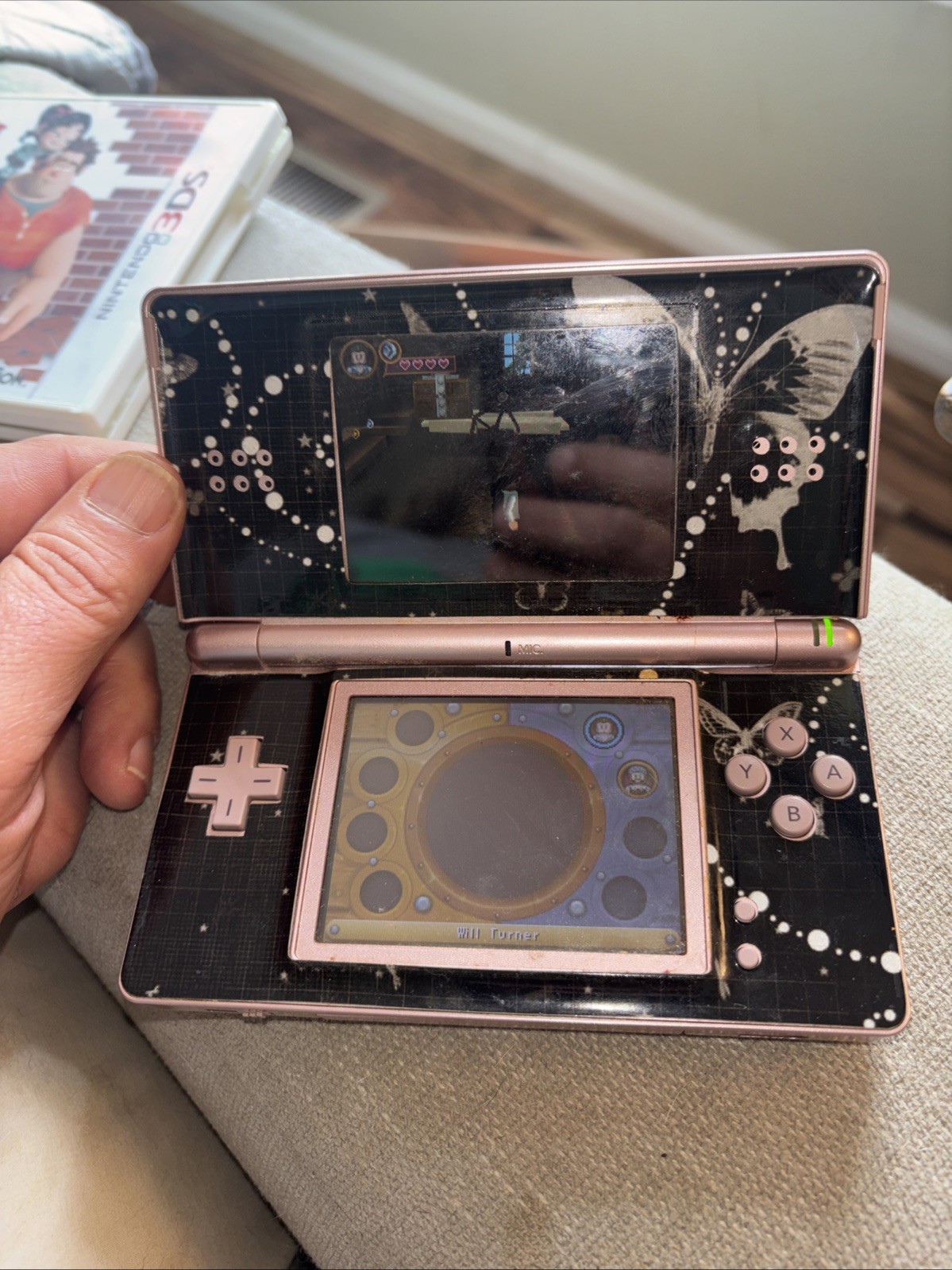 Nintendo DS Lite Handheld Game Console Only USG-001 Coral Pink With Game #25