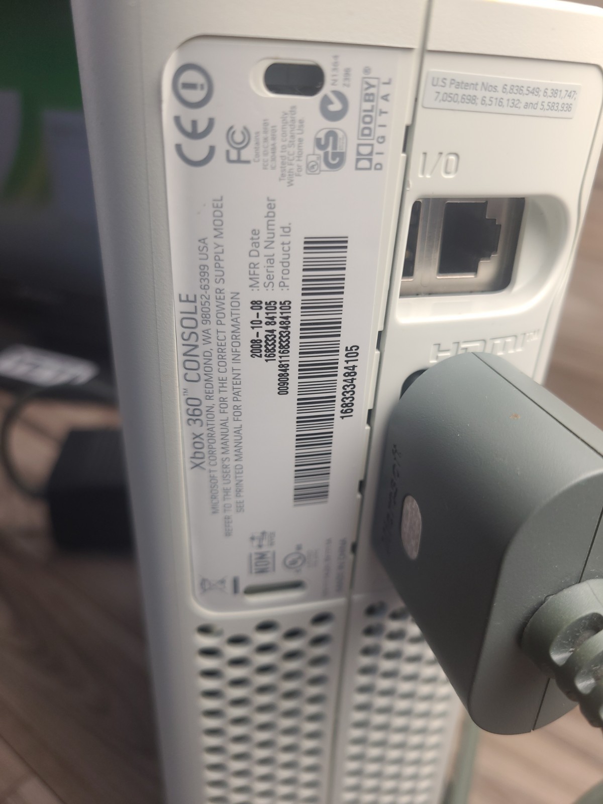 Microsoft Xbox 360 White Console Only – Working – W/ Power Supply And A/V Chord