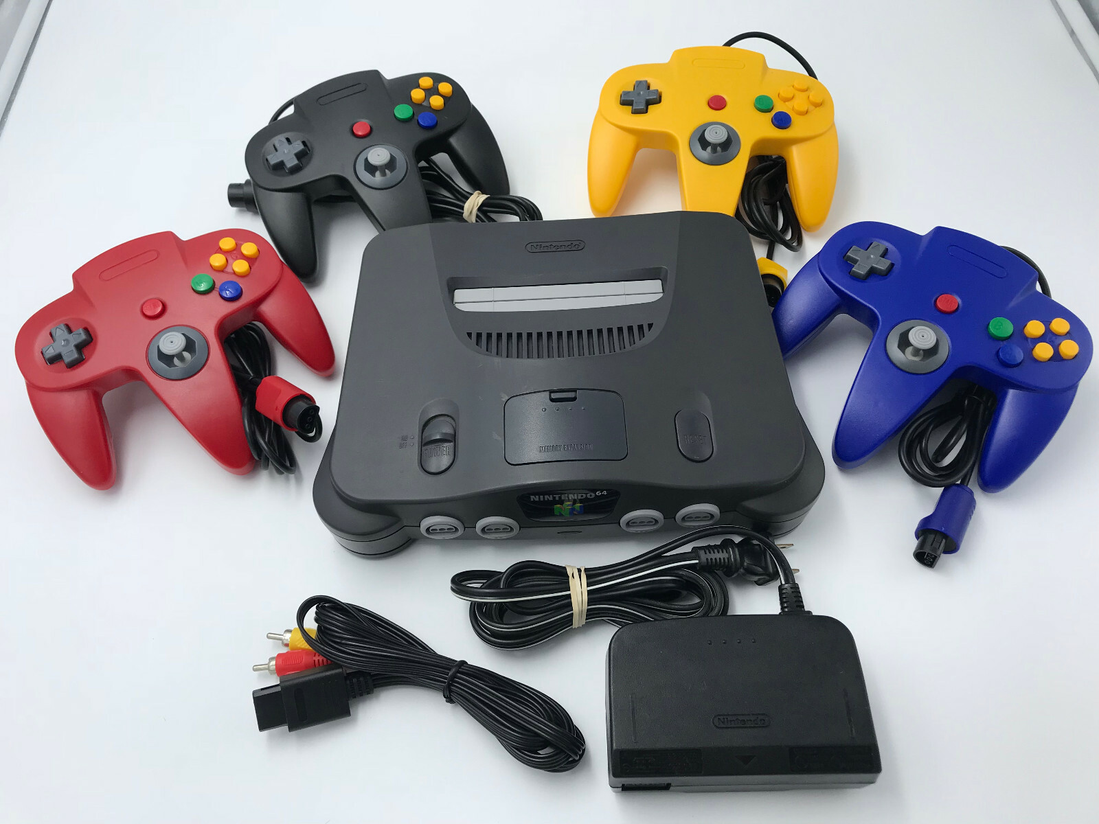 Choose Nintendo 64 Console Color + Up to 4 Controllers + Cords! CLEANED N64!