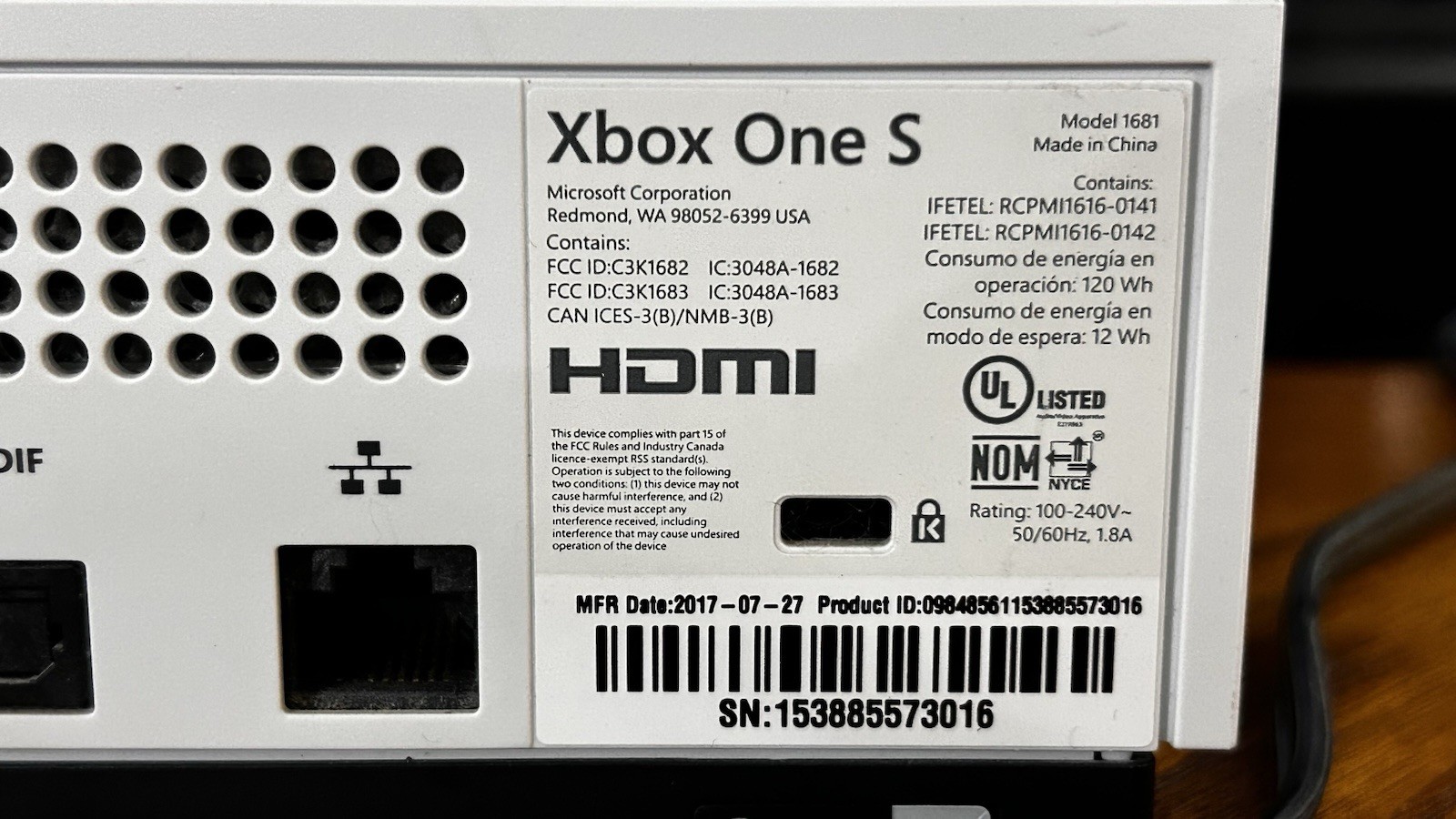Xbox One Series S Pre Owned Console White Model 1681 No Controller