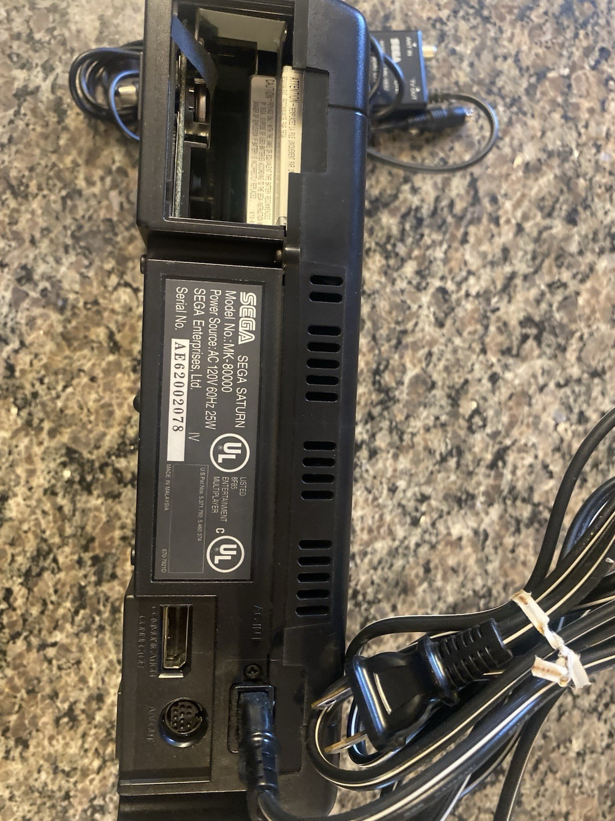 SEGA Saturn Console Black w/ Power & AV Cords, NTSC-U/C MK-80000