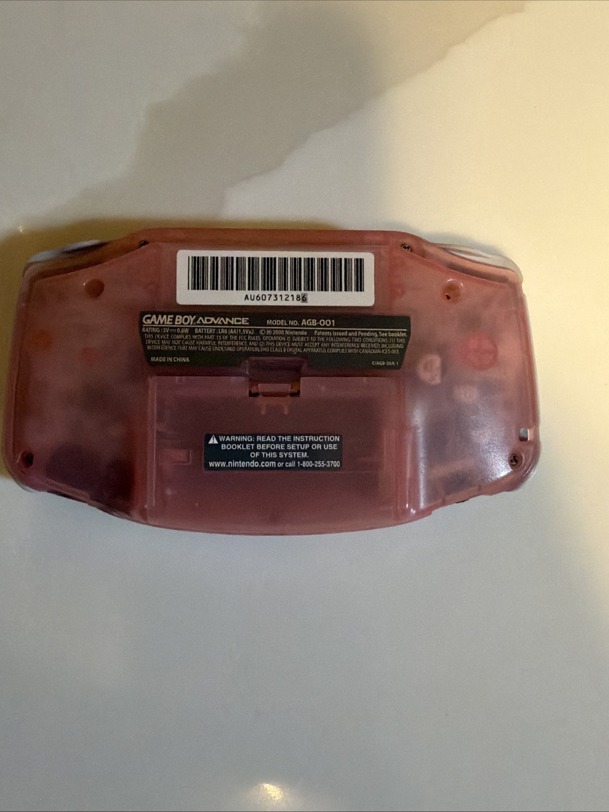 Nintendo Game Boy Advance 32MB Handheld System Fuchsia Pink Tetris Not Included