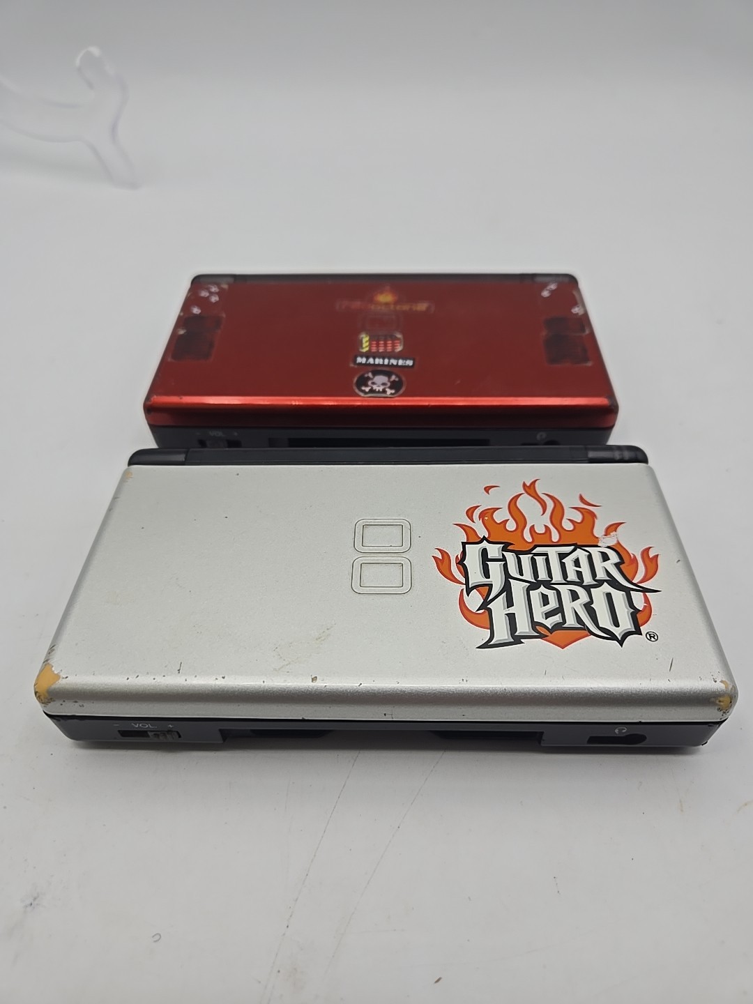 Nintendo DS Lite USG-001 Silver Black Guitar Hero Edition Console & Red AS IS