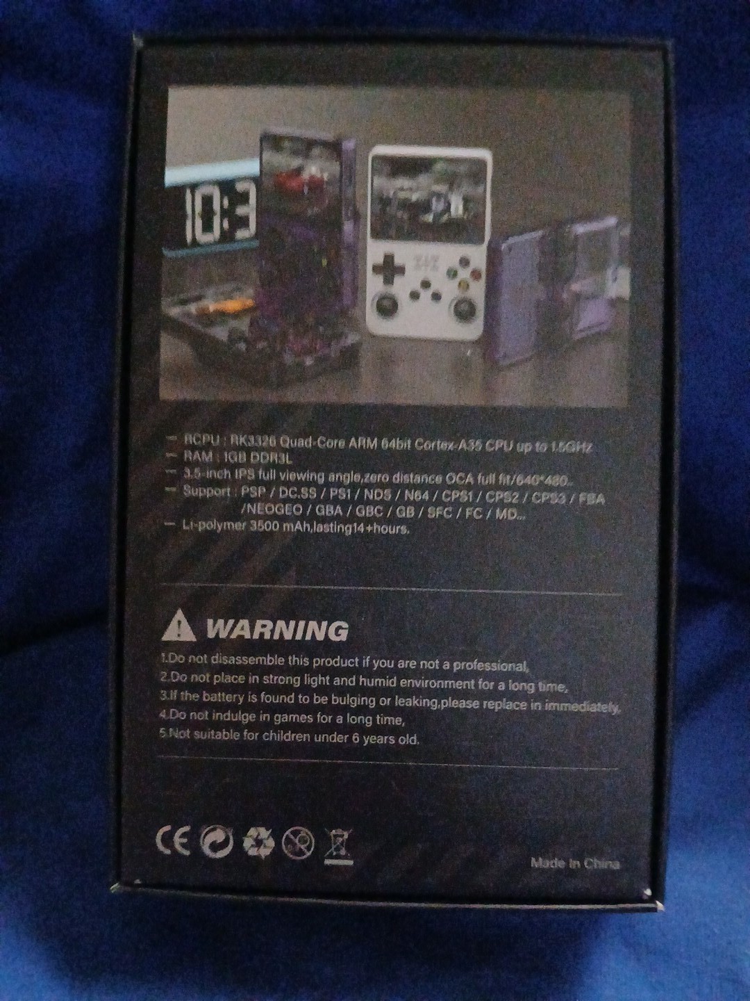 R36S Handheld Game Console Purple IPS Display 640×480 Headphone Jack