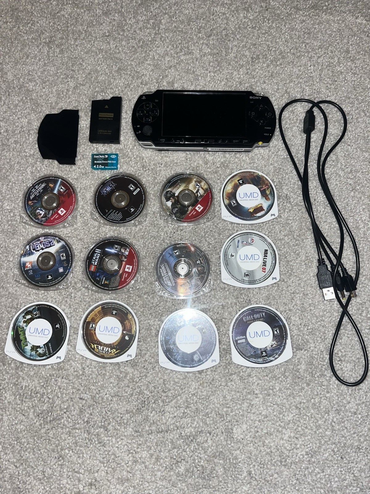 PSP 2001 Black Game Console With 12 Games