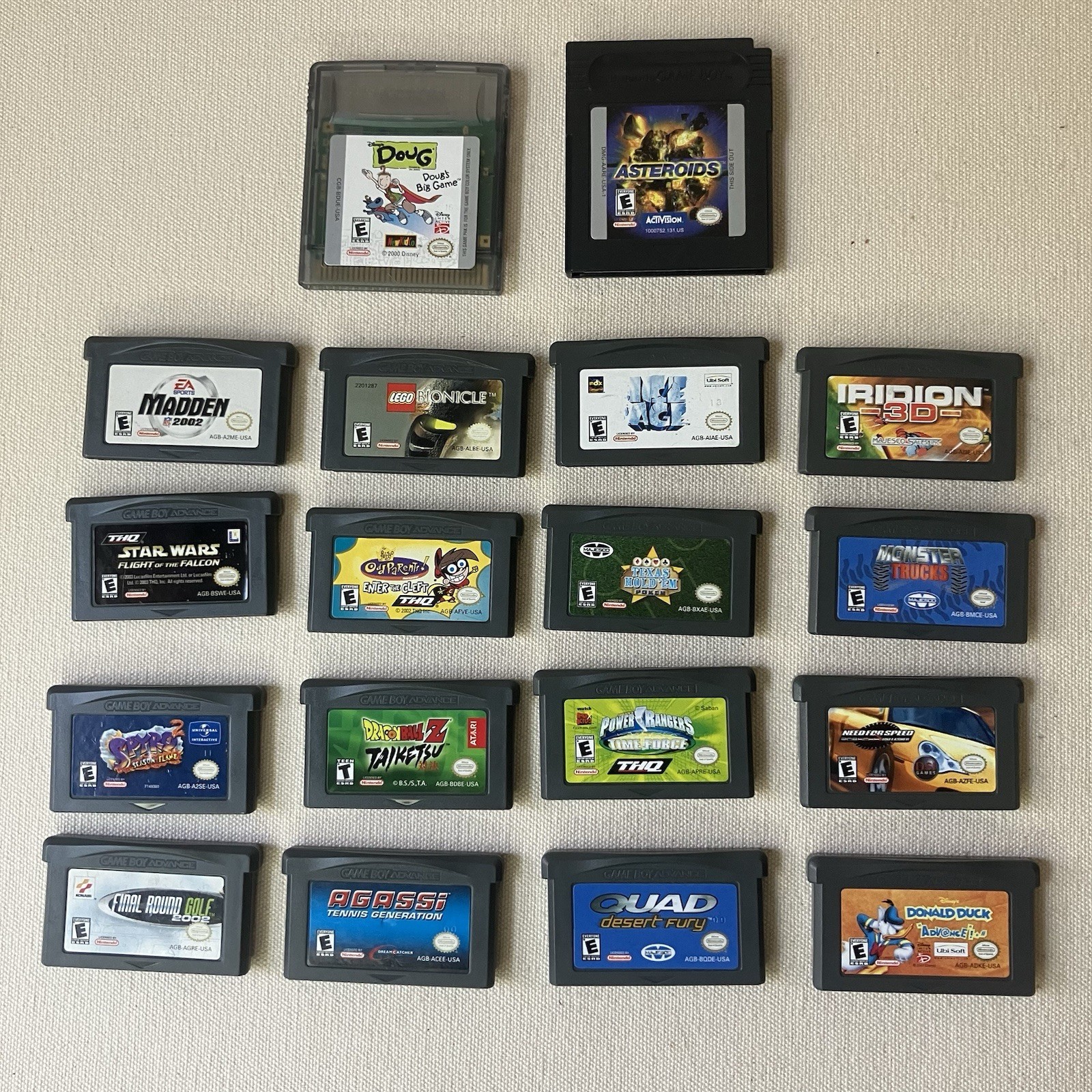 Nintendo Gameboy Advance Handheld Console AGB-001 Indigo Bundle 18 Games & More