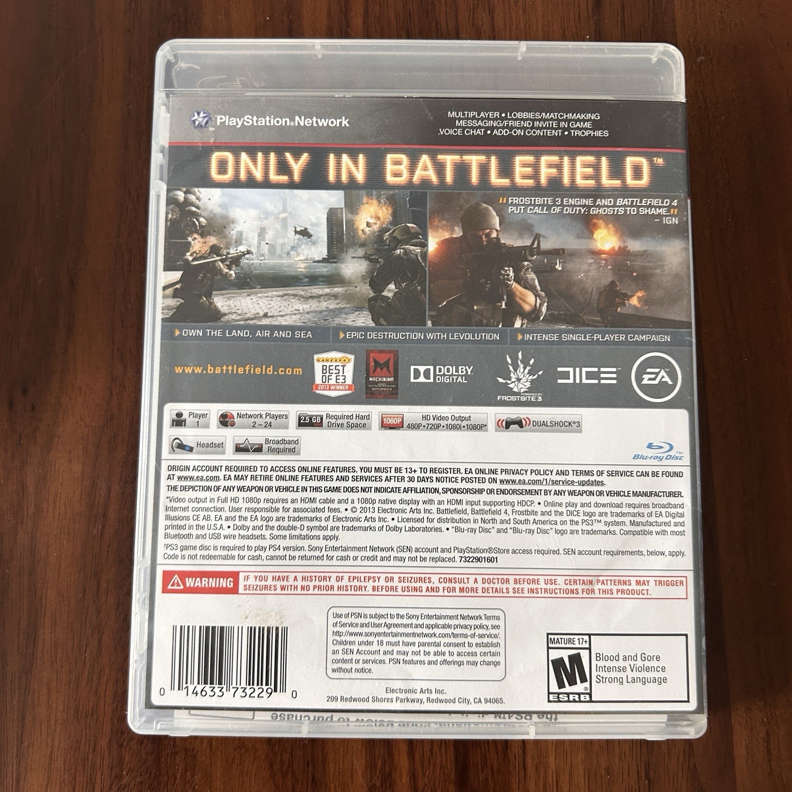 PlayStation 3 Console Black (tested) with One Game (Battlefield 4)