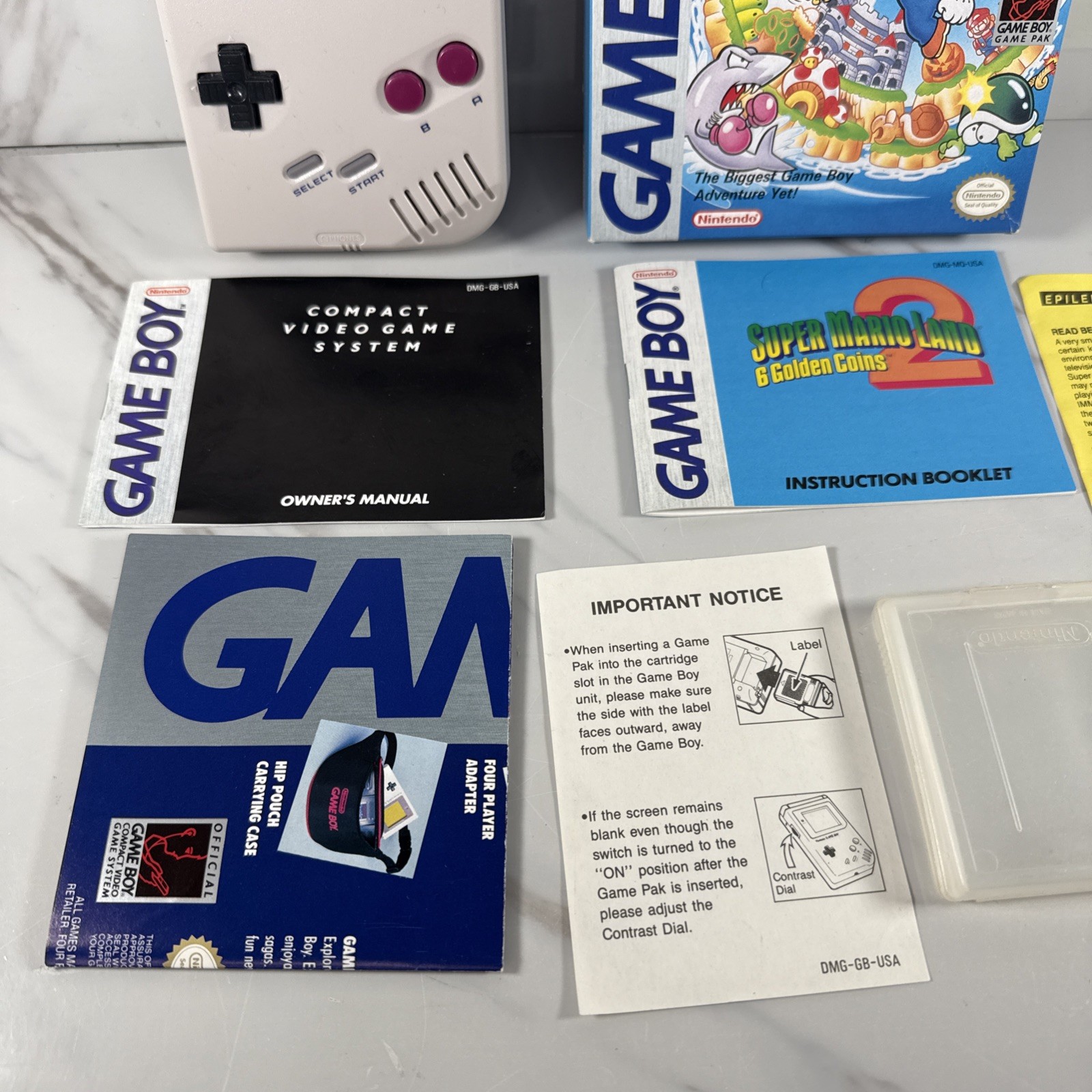 Nintendo Game Boy Launch Edition Handheld System Console DMG-01 & Super Mario 2