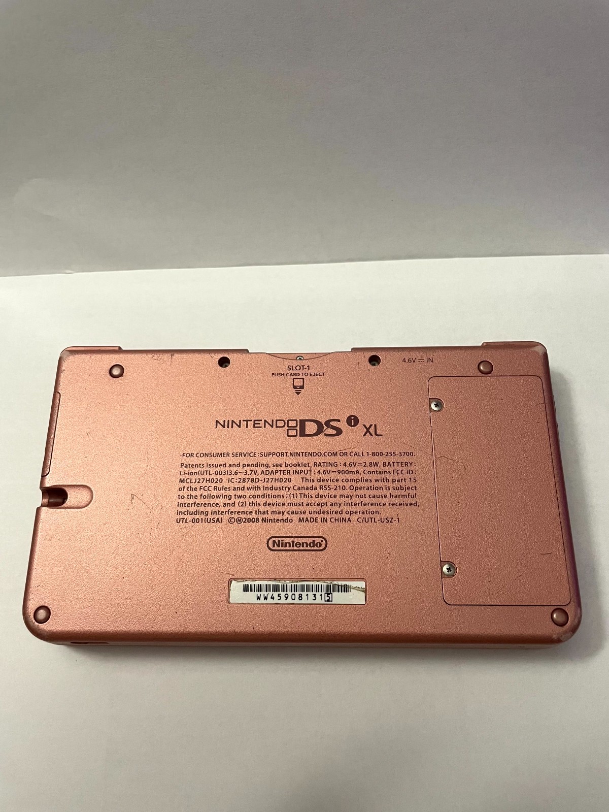 WORKING! Nintendo DSi XL Metallic Rose Pink UTL-001: NO STYLUS SD CARD CHARGER!