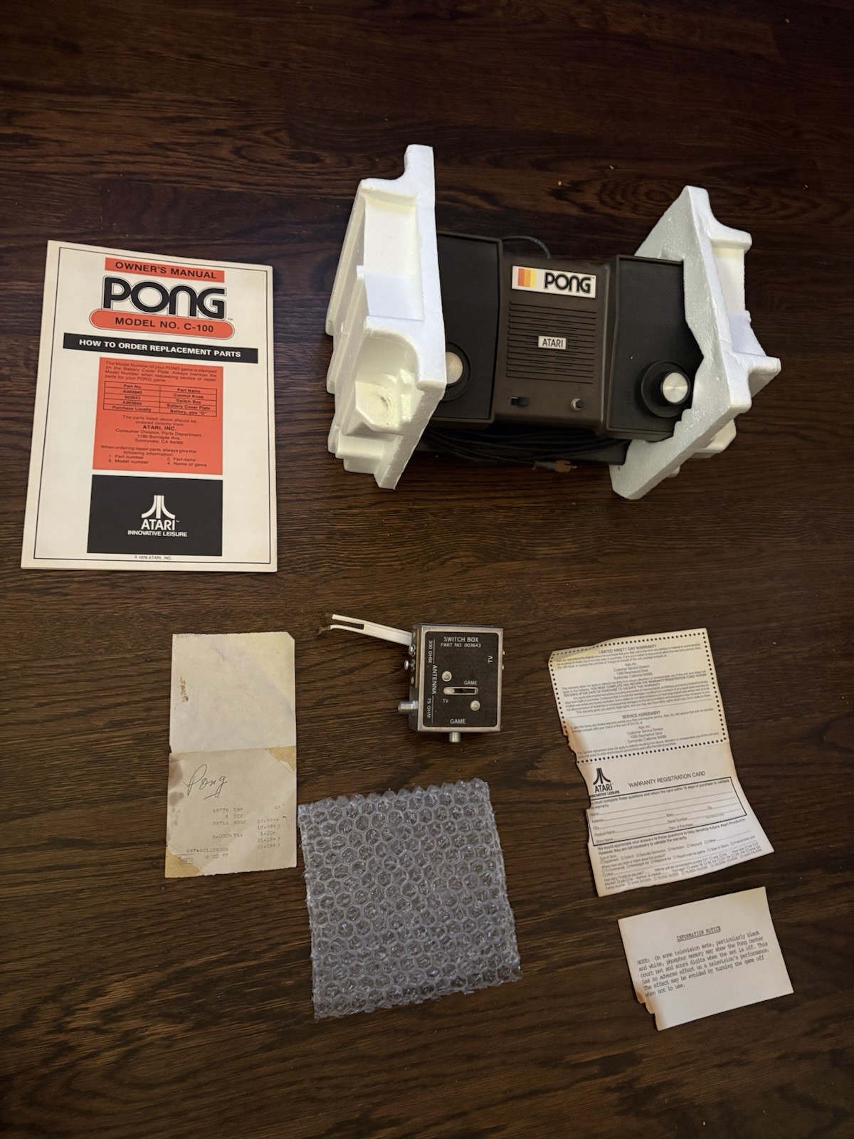 Atari C-100 Pong Console in original box with instructions/warranty card