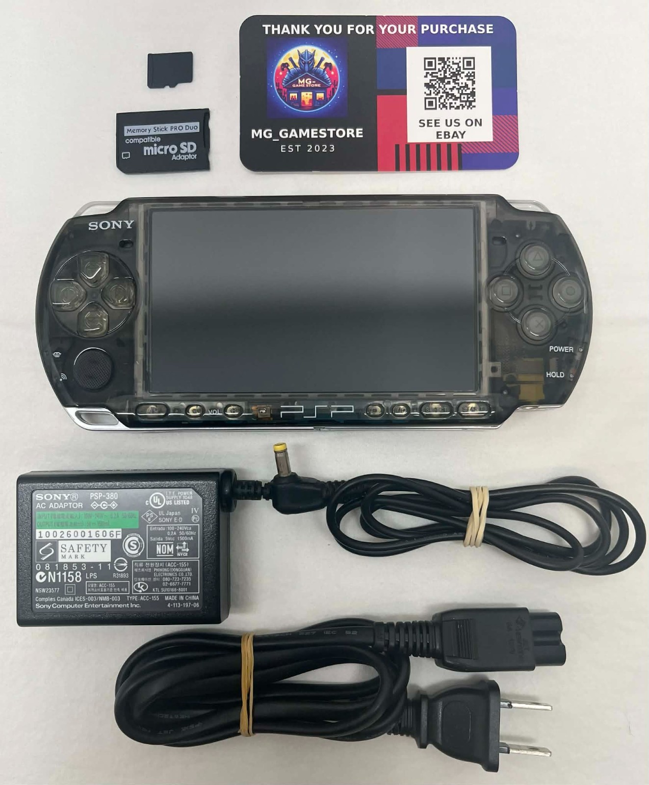 PSP3000 Clear Black / IPS Screen / Battery / Sony Charger / Region Free / 32GB