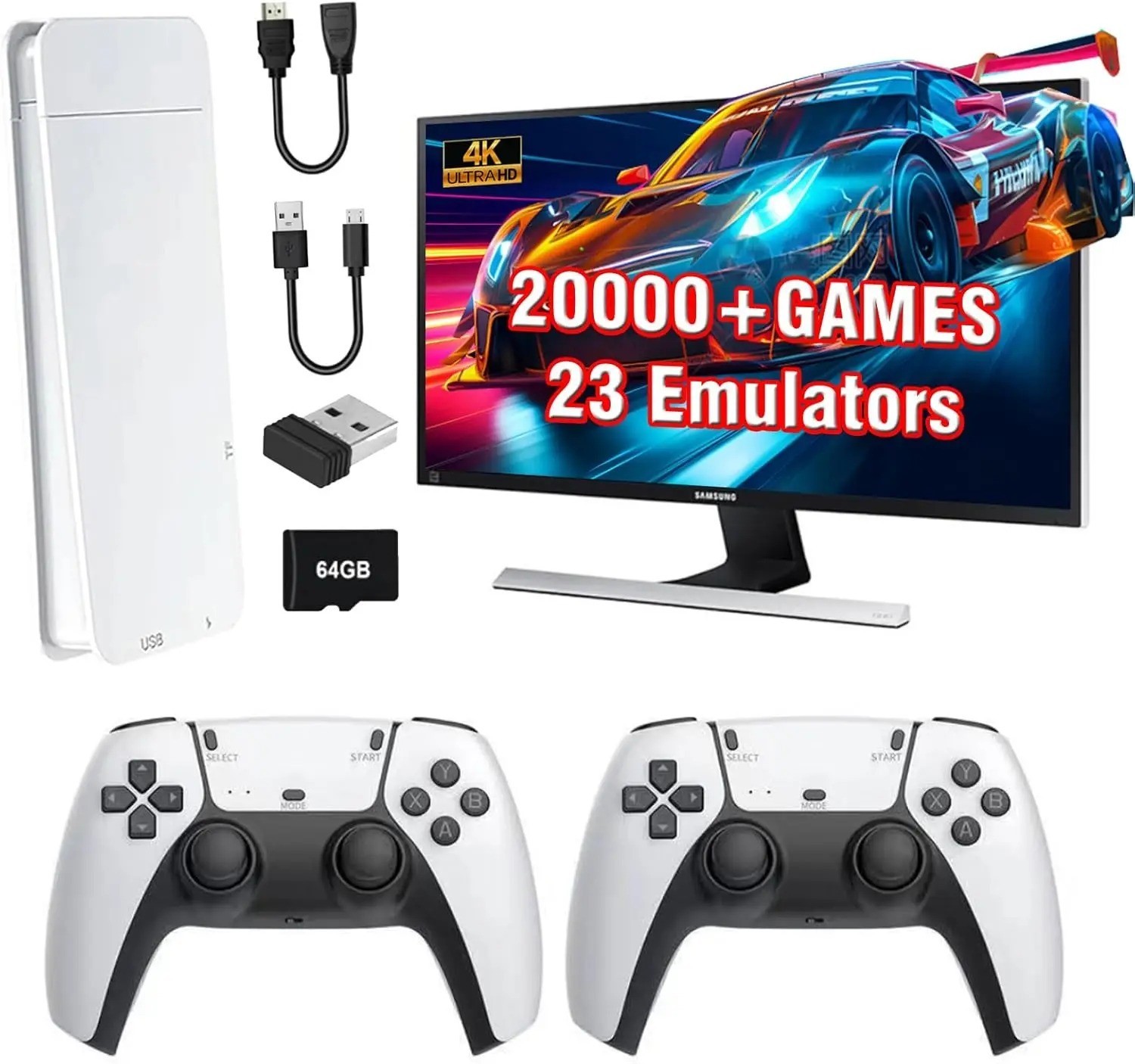 M15 Retro Game Console 4K HDMI 20000 Games 2 Wireless Controllers