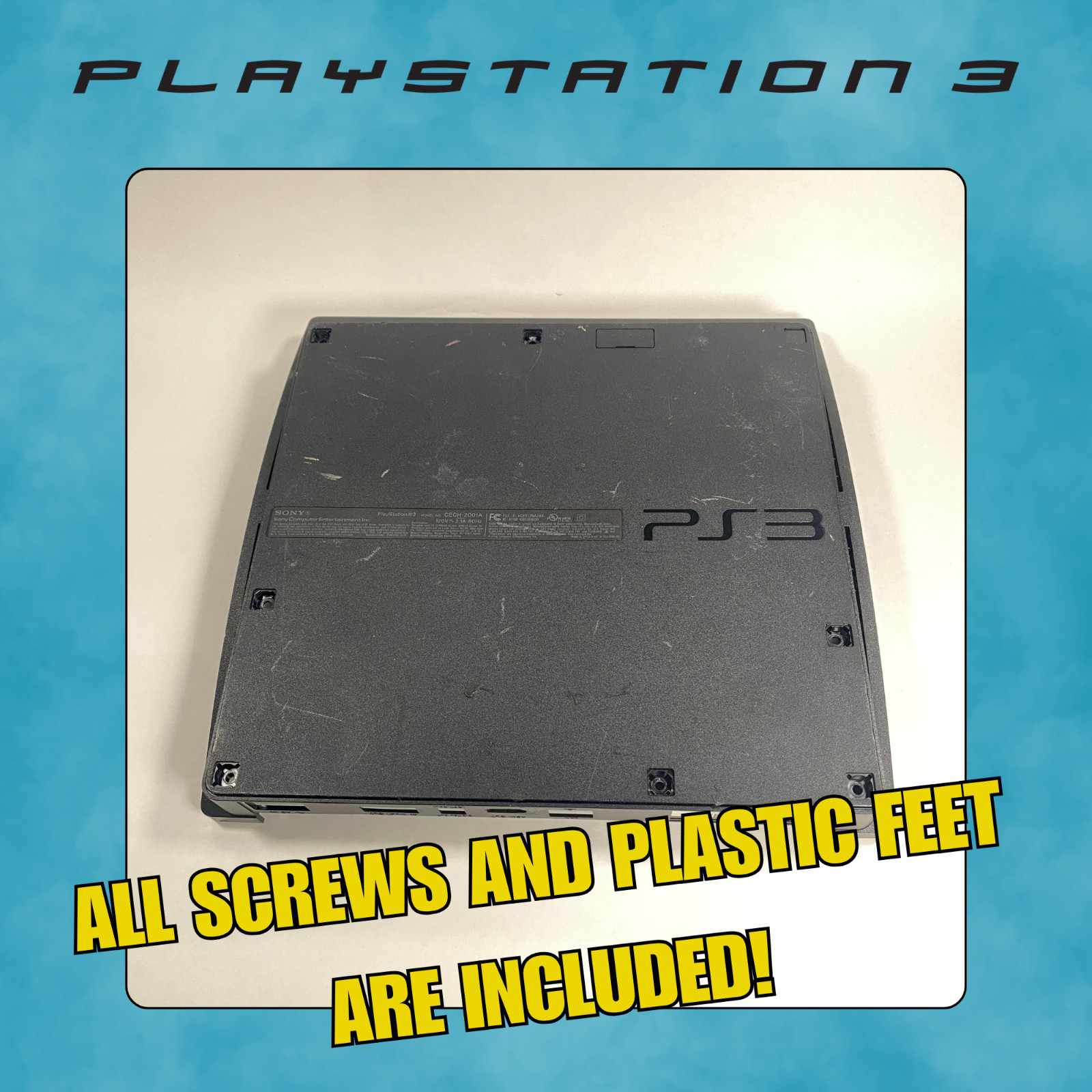 SONY PS3 CECH-2001A FOR PARTS Cleaned and Diagnosed + 2 FOR PARTS Controllers