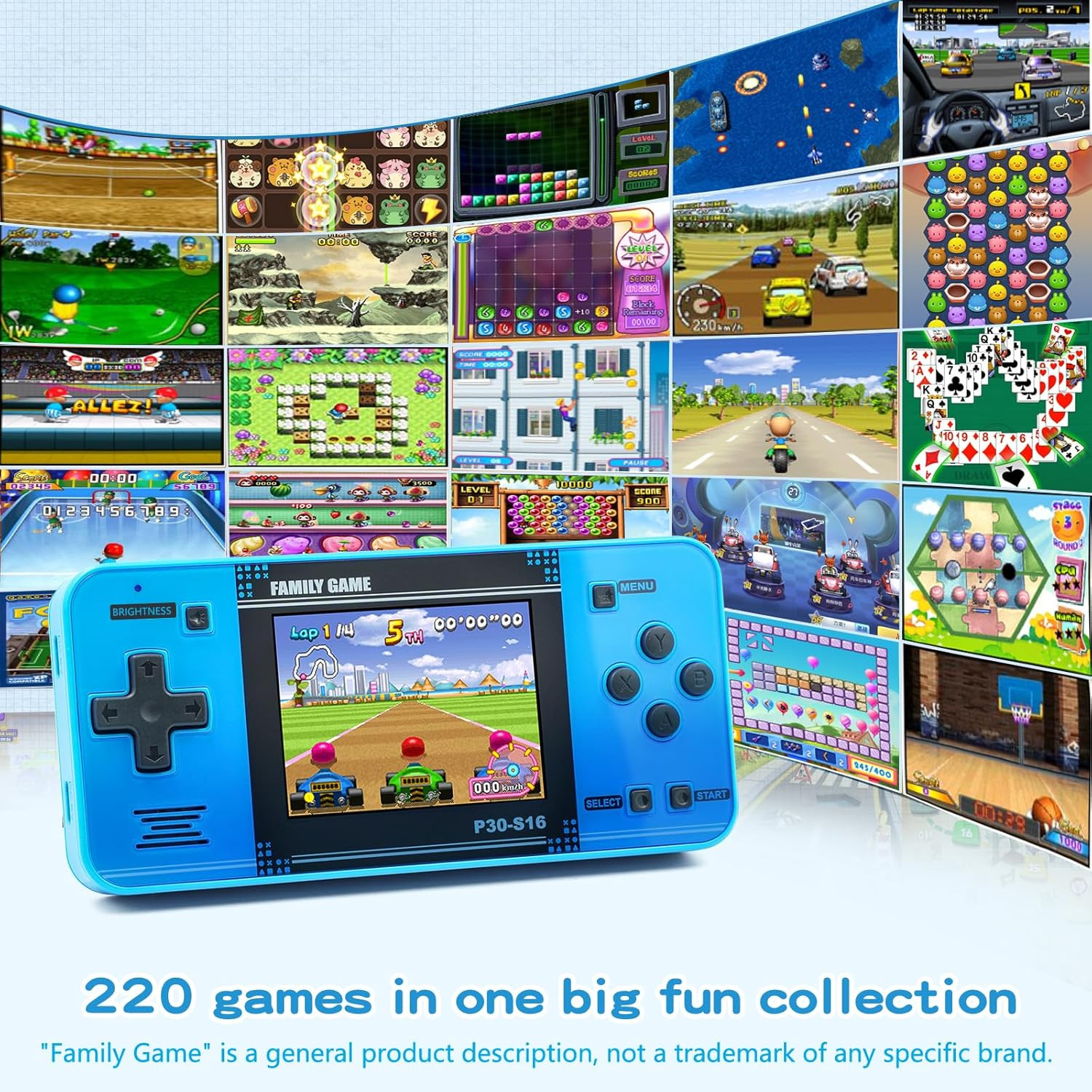 Handheld Game for Kids -Preloaded 220 Retro Video Games, Portable Gaming Player