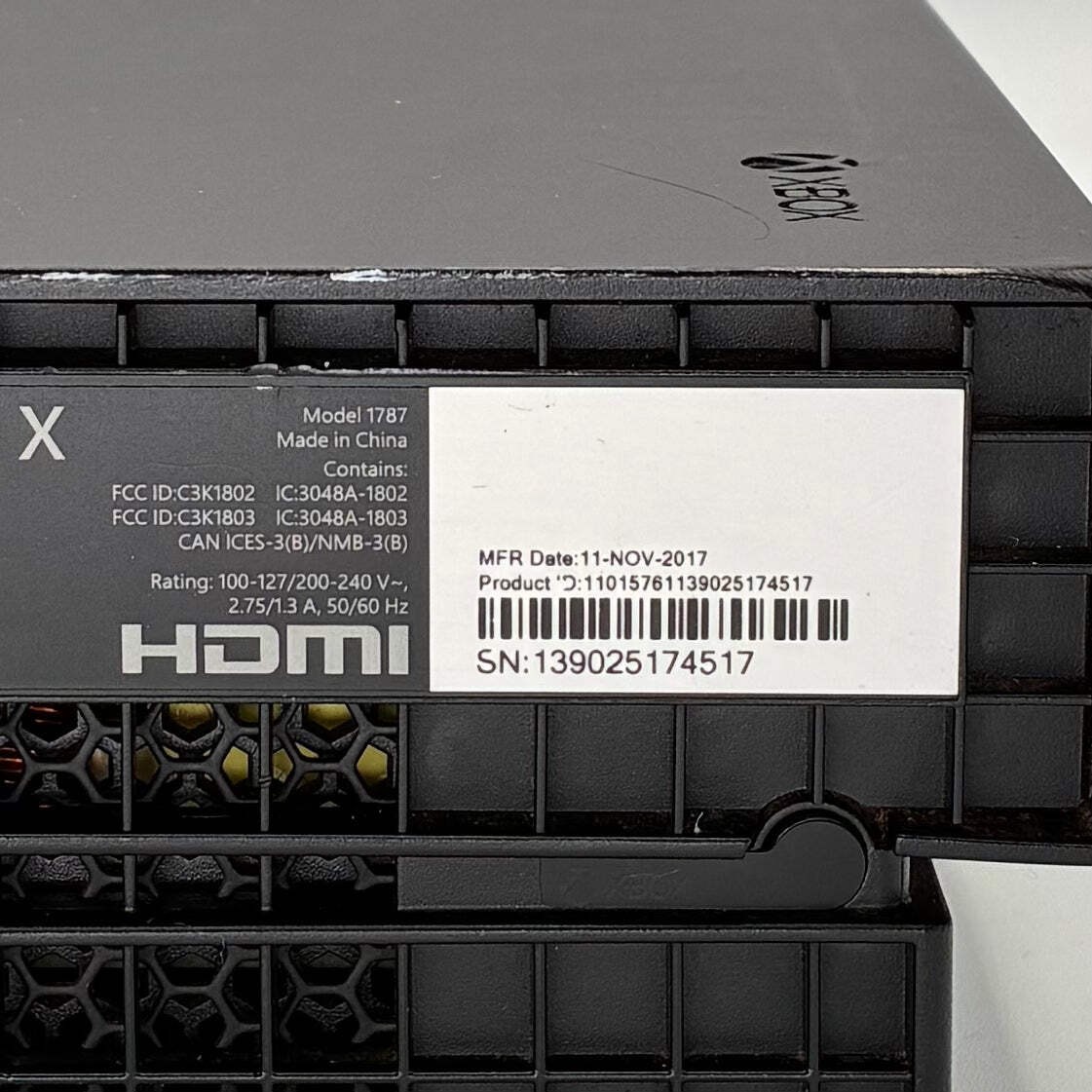 Microsoft Xbox One X 1787 1TB BROKEN HDMI