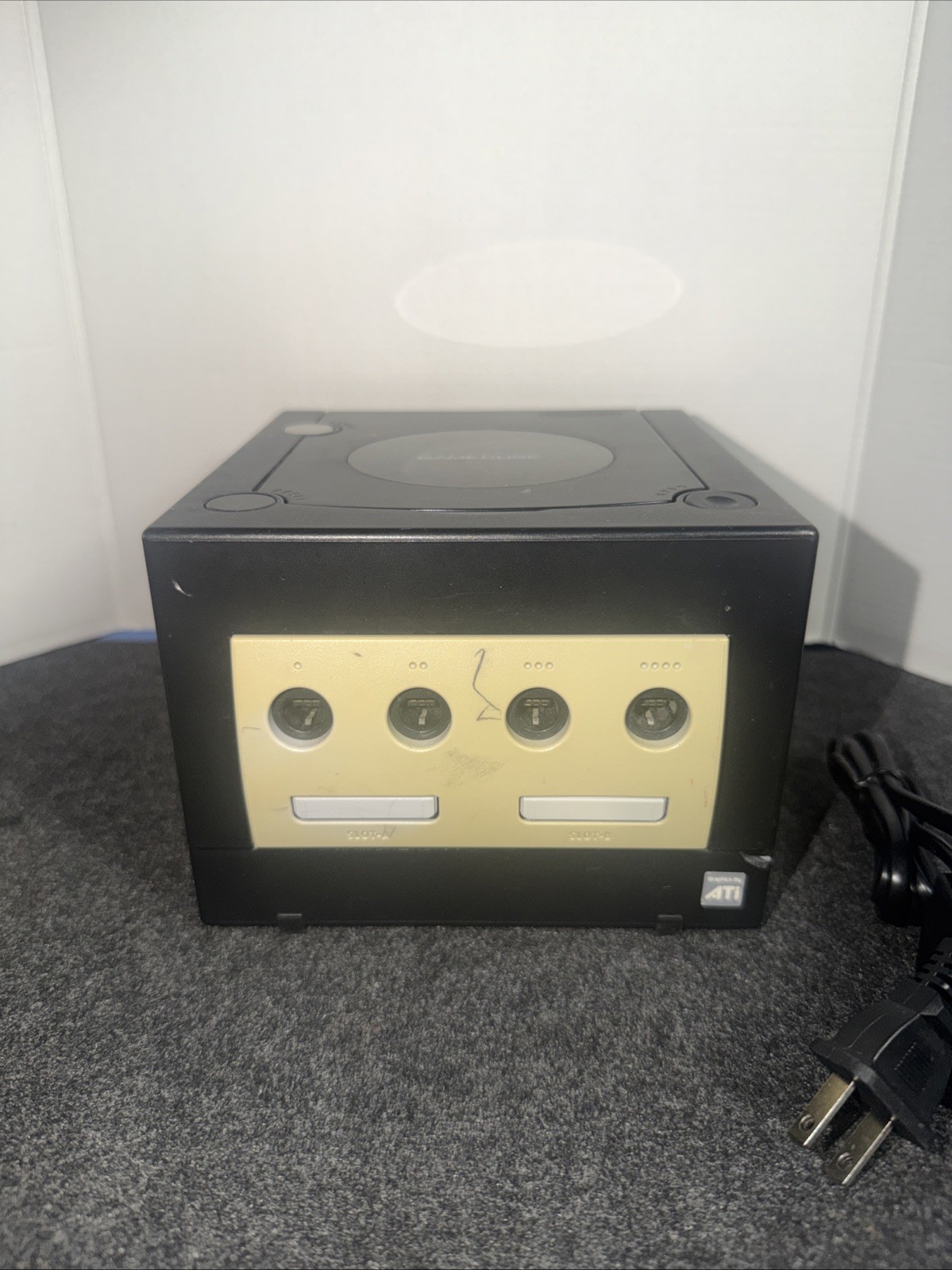 Nintendo GameCube DOL-001 Console bundle Black w/ 2 Controllers & 1 Game Tested