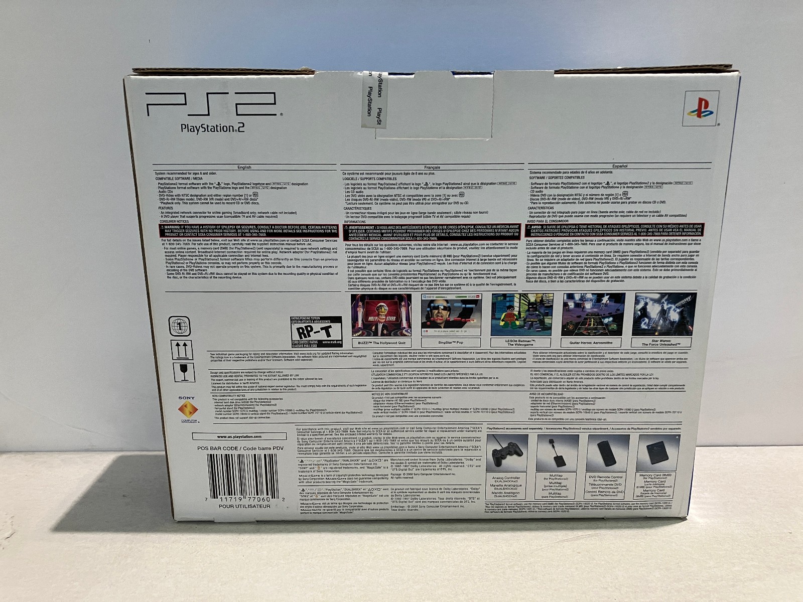 PS2 Slim Console NTSC USA/Canada SCPH-90001 Sony Playstation 2 System Black 2008