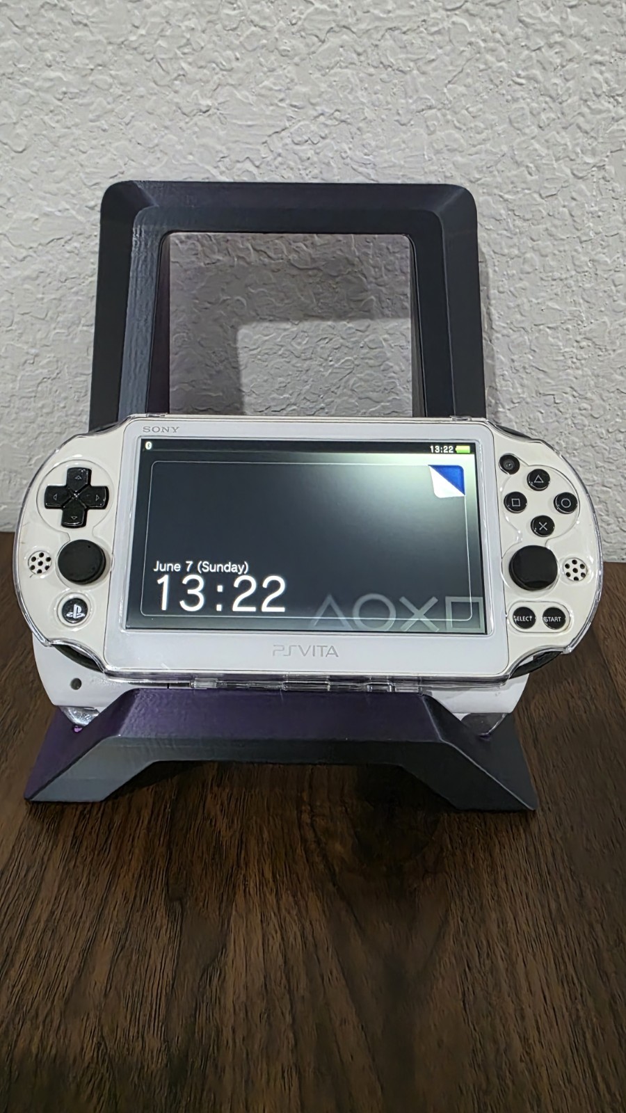 Sony PS Vita Slim PCH-2000 Custom White/Black Console w/ Clear Case Charger 1GB