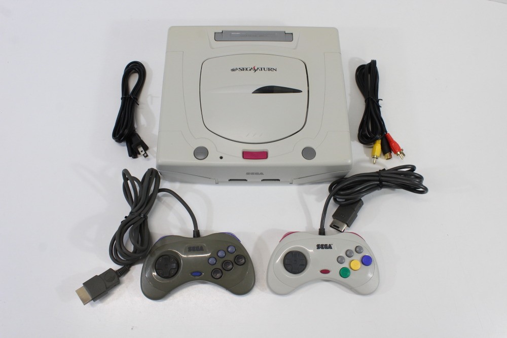 SEGA Saturn White Console Controller x2 AC AV HST-3220 SS JP Japan WORKING #3