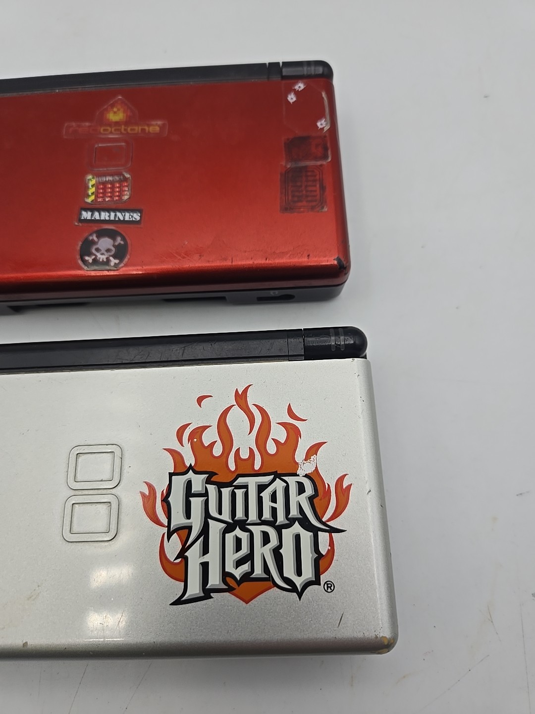 Nintendo DS Lite USG-001 Silver Black Guitar Hero Edition Console & Red AS IS